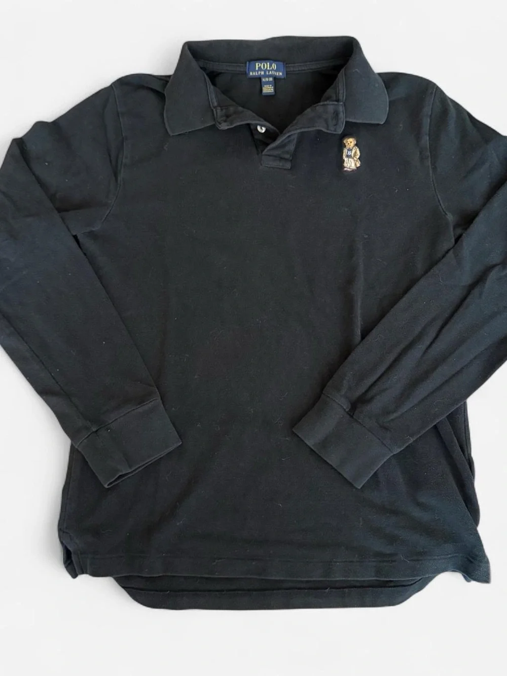 Polo by Ralph Lauren Black Long Sleeve Polo with Bear Patch